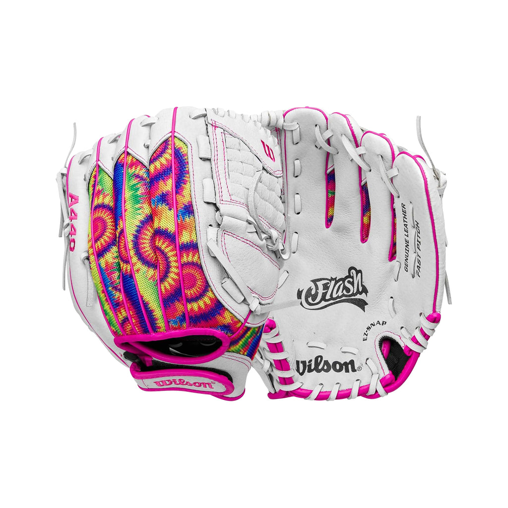 Guante Softbol Wilson A440 Flash Blanco TieDye Rosa 11.5 in