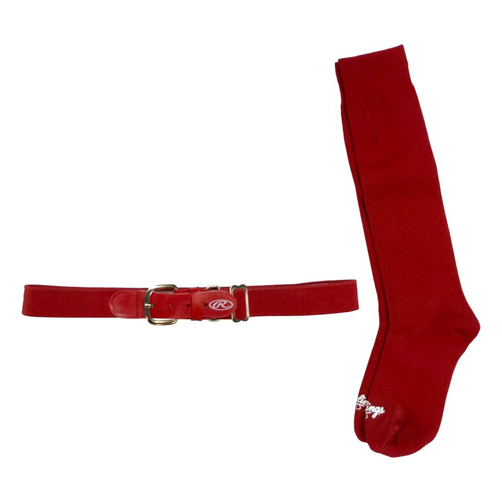 Set Medias Y Cinturón Beisbol Softbol Rawlings BLTSOCK Rojo
