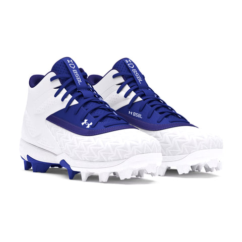 Spikes Beisbol Softbol Under Armour Leadoff Mid RM 3.0 Jr. Blanco Azul INFANTIL