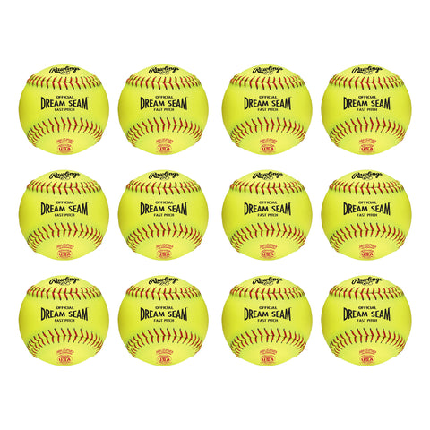Docena Pelota Softbol Fastpitch USA Dream Seam Piel Pro Rawlings C12RYLA 12 in