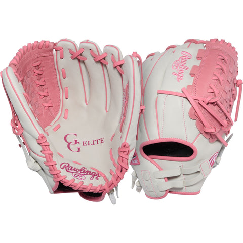 Guante Softbol Fastpitch Rawlings GG Elite GGEFP125LBW 12.5 in Blanco Rosa ADULTO