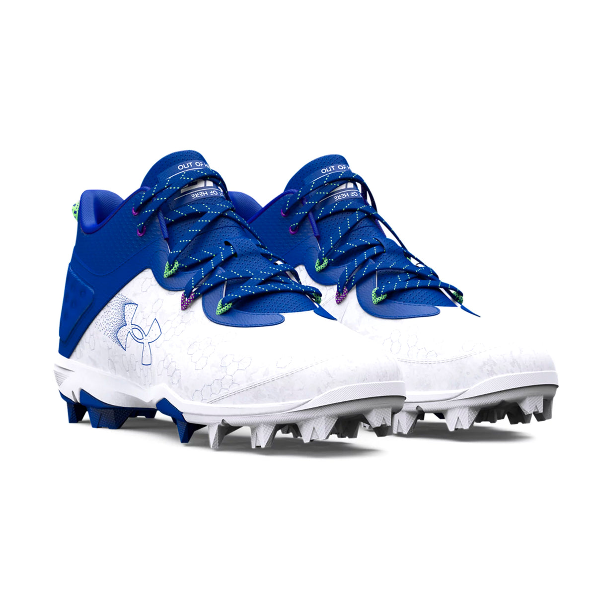 Spikes Beisbol Softbol Under Armour Harper 8 Mid RM Blanco Azul