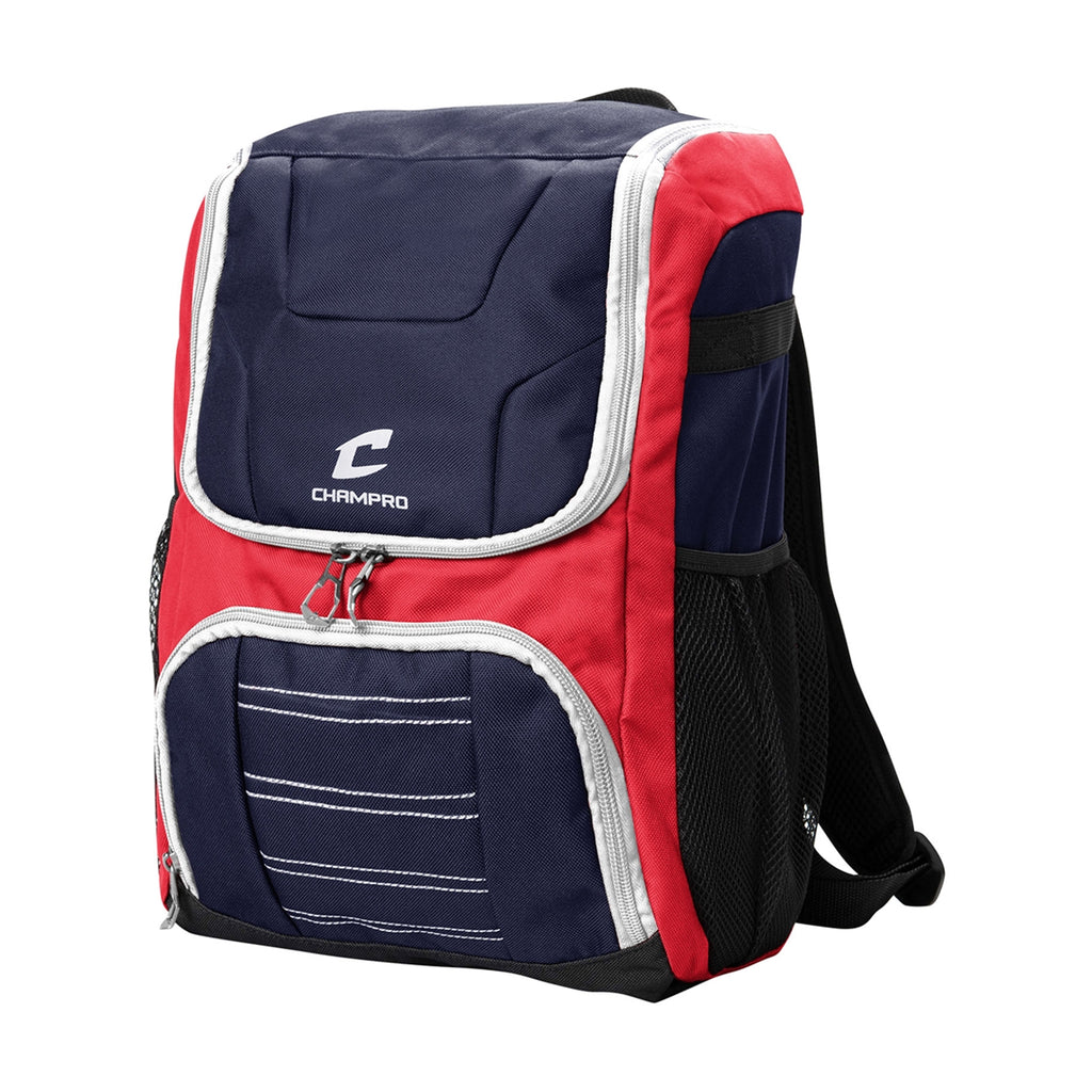 Back Pack Beisbol Softbol Champro E87 Prodigy Rojo Blanco Azul Oscuro