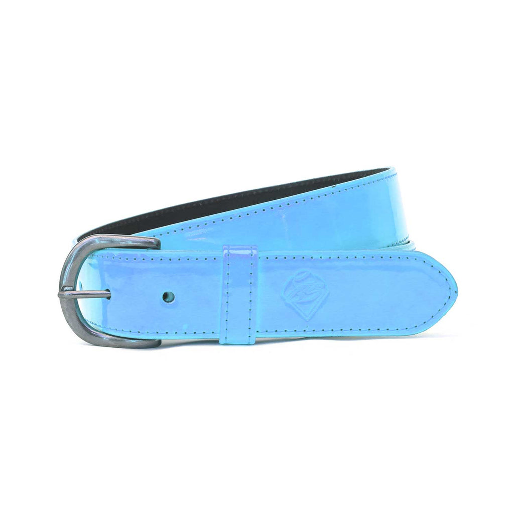 Cinturón Beisbol Softbol BS Piel Charol Azul Cielo