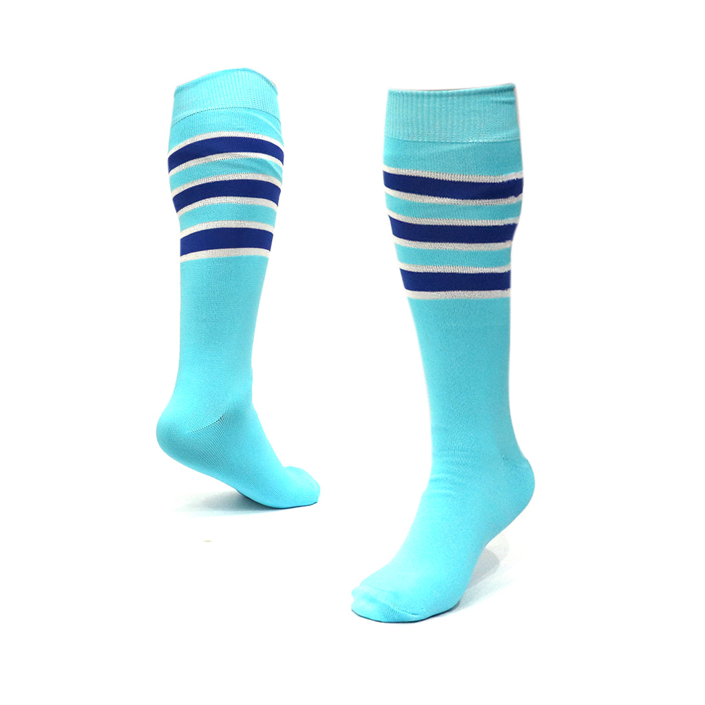 Medias Beisbol Softbol BS Rayas Aqua Rey Blanco MBSRARB Adulto