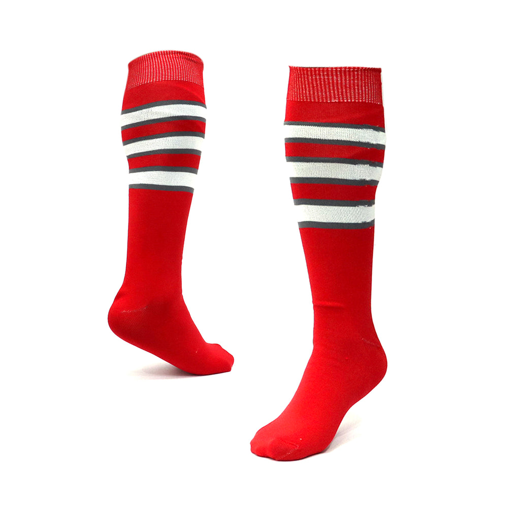 Medias Beisbol Softbol BS Rayas Rojo Gris Blanco MBSRRGB Adulto