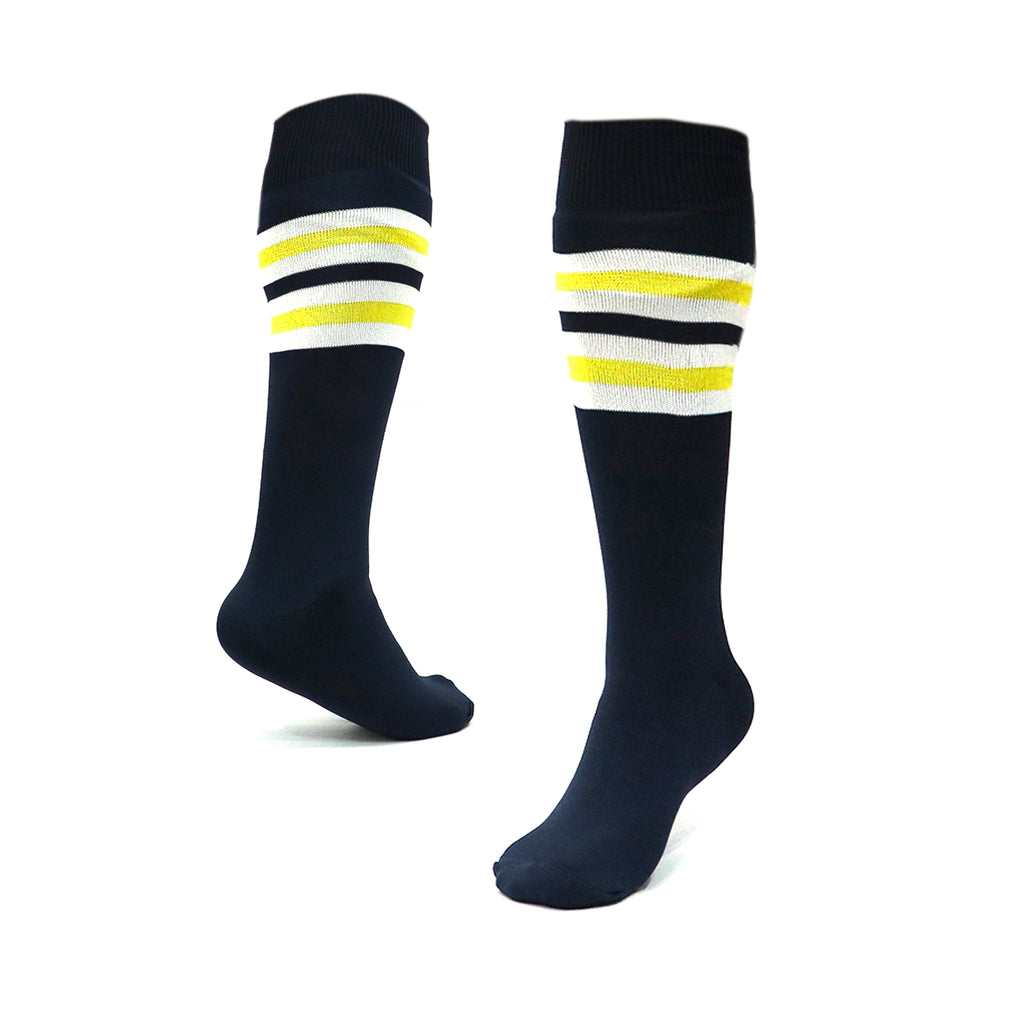 Medias Beisbol Softbol BS Rayas Marino Blanco Amarillo MBSRMBA Adulto