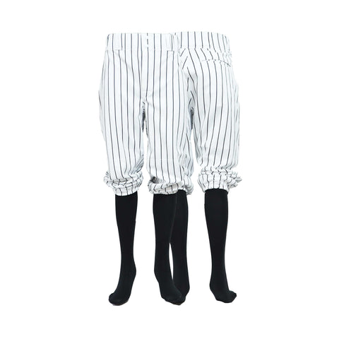 Pantalón De Beisbol Softbol Beisport Corto Blanco Rayas DAMA