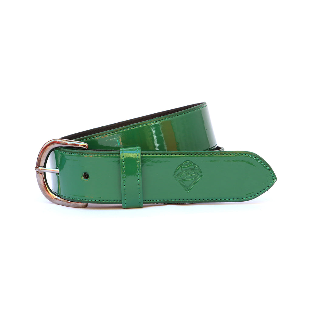 Cinturón Beisbol Softbol BS Piel Charol Verde