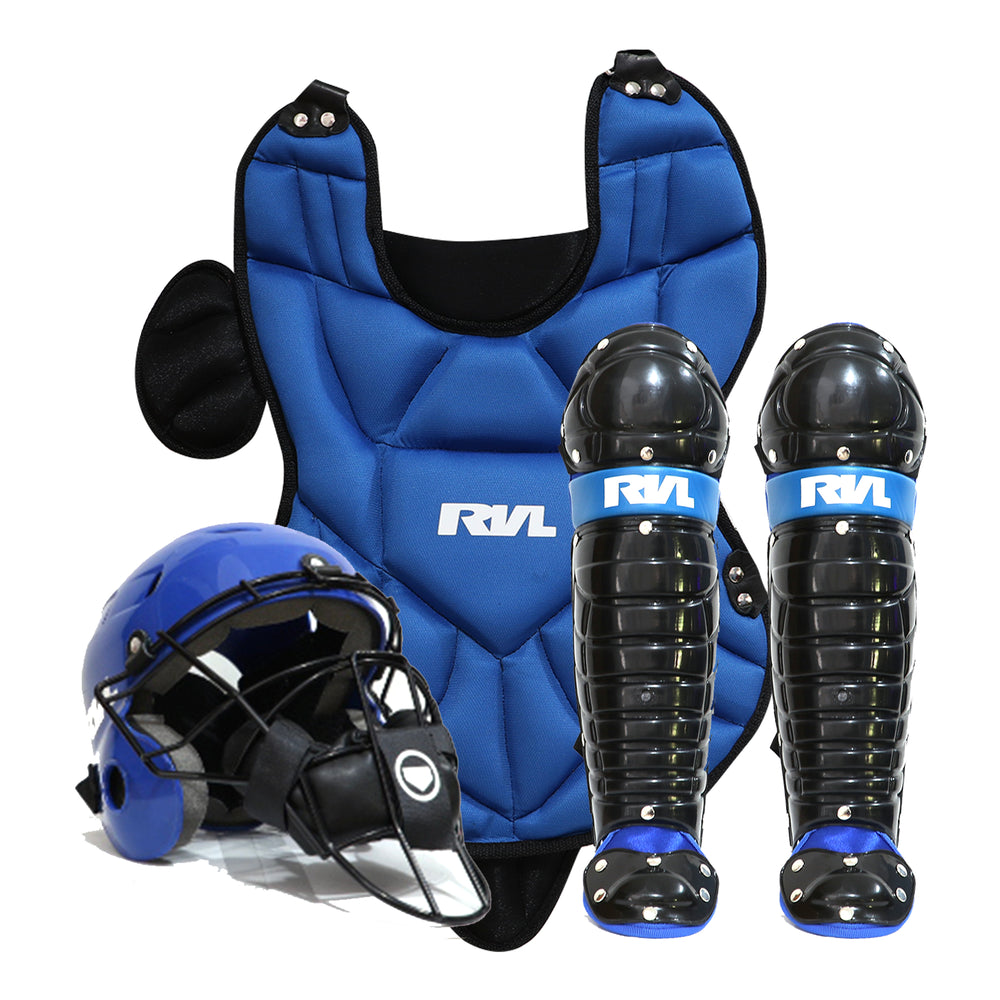 Equipo de Catcher Beisbol Roda RVL Peto Brillante Juvenil Azul Negro