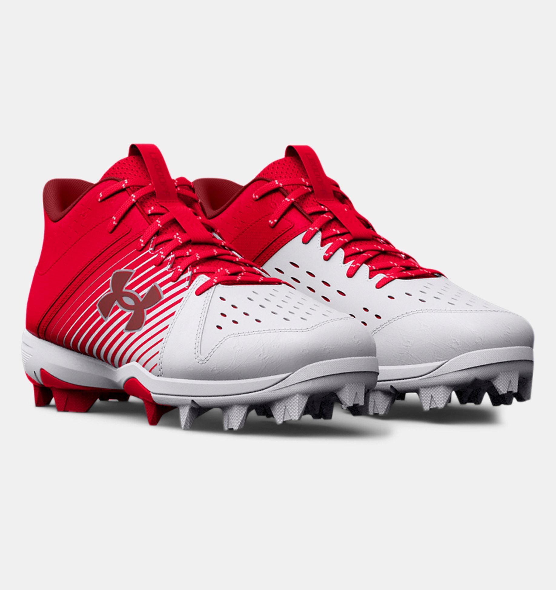 Spikes Beisbol Softbol Under Armour Leadoff Rubber Mid Blanco Rojo