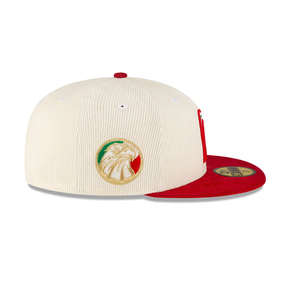 Gorra Beisbol Softbol New Era Seleccion Mexico Corduroy 59Fifty Cerrada Roja