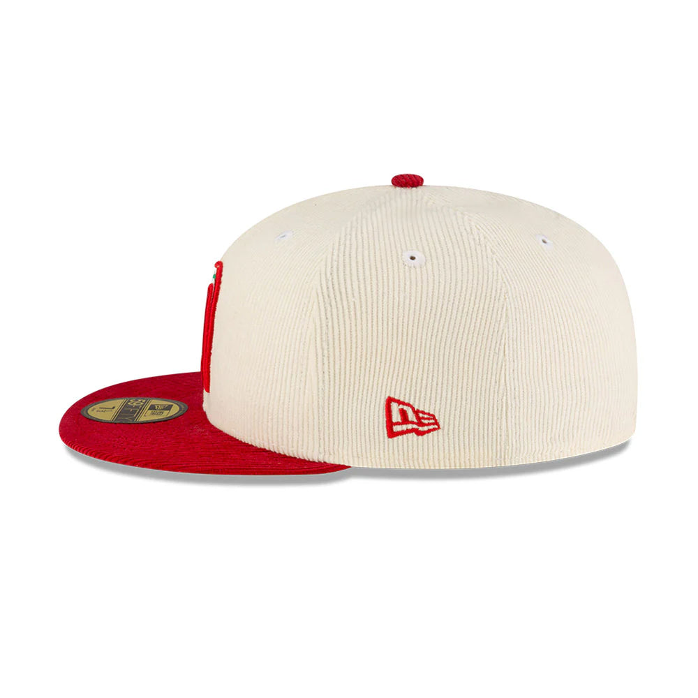 Gorra Beisbol Softbol New Era Seleccion Mexico Corduroy 59Fifty Cerrada Roja