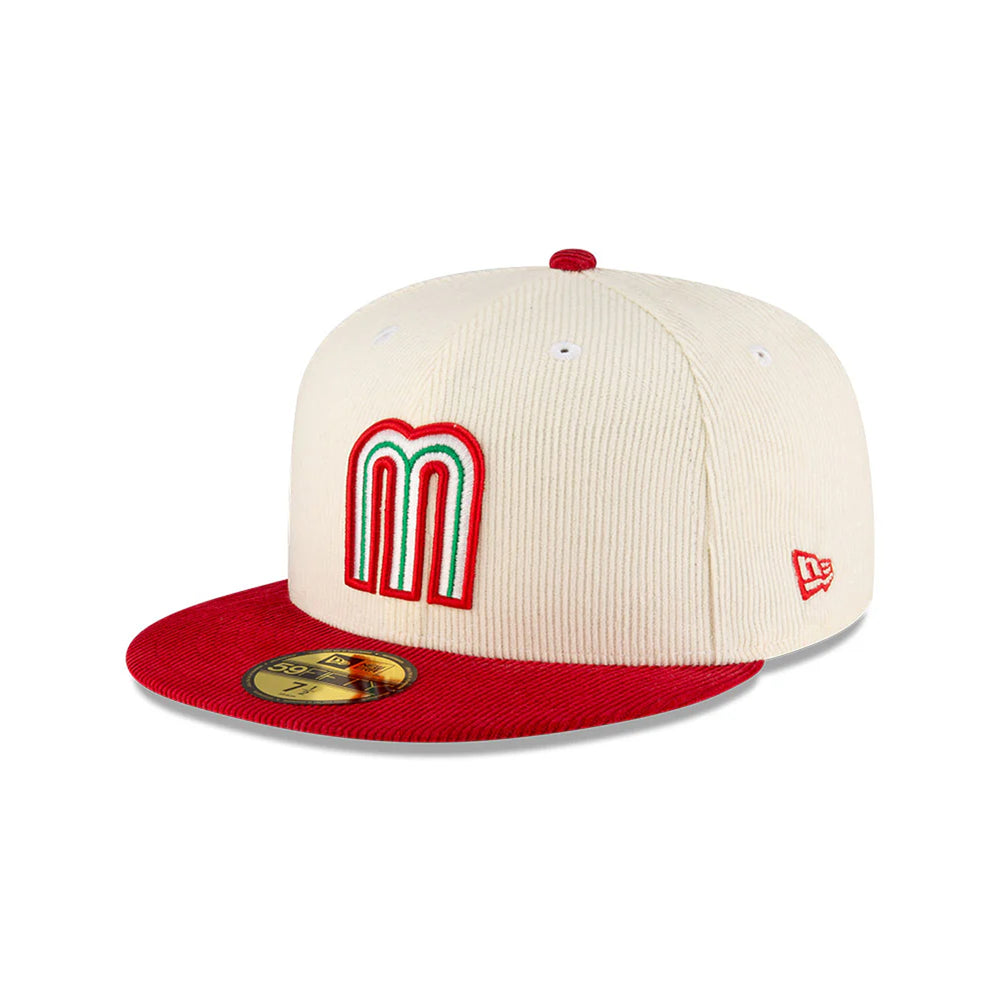 Gorra Beisbol Softbol New Era Seleccion Mexico Corduroy 59Fifty Cerrada Roja