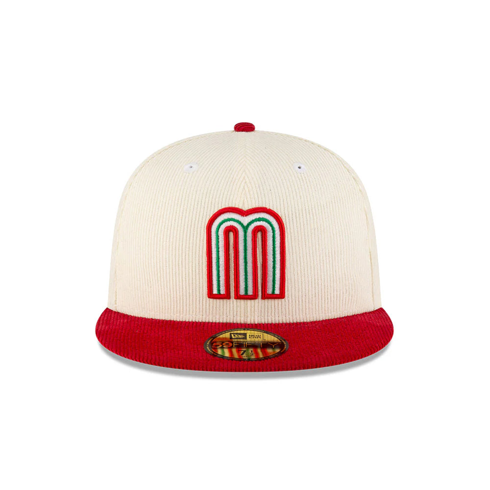 Gorra Beisbol Softbol New Era Seleccion Mexico Corduroy 59Fifty Cerrada Roja