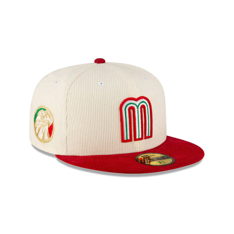 Gorra Beisbol Softbol New Era Seleccion Mexico Corduroy 59Fifty Cerrada Roja