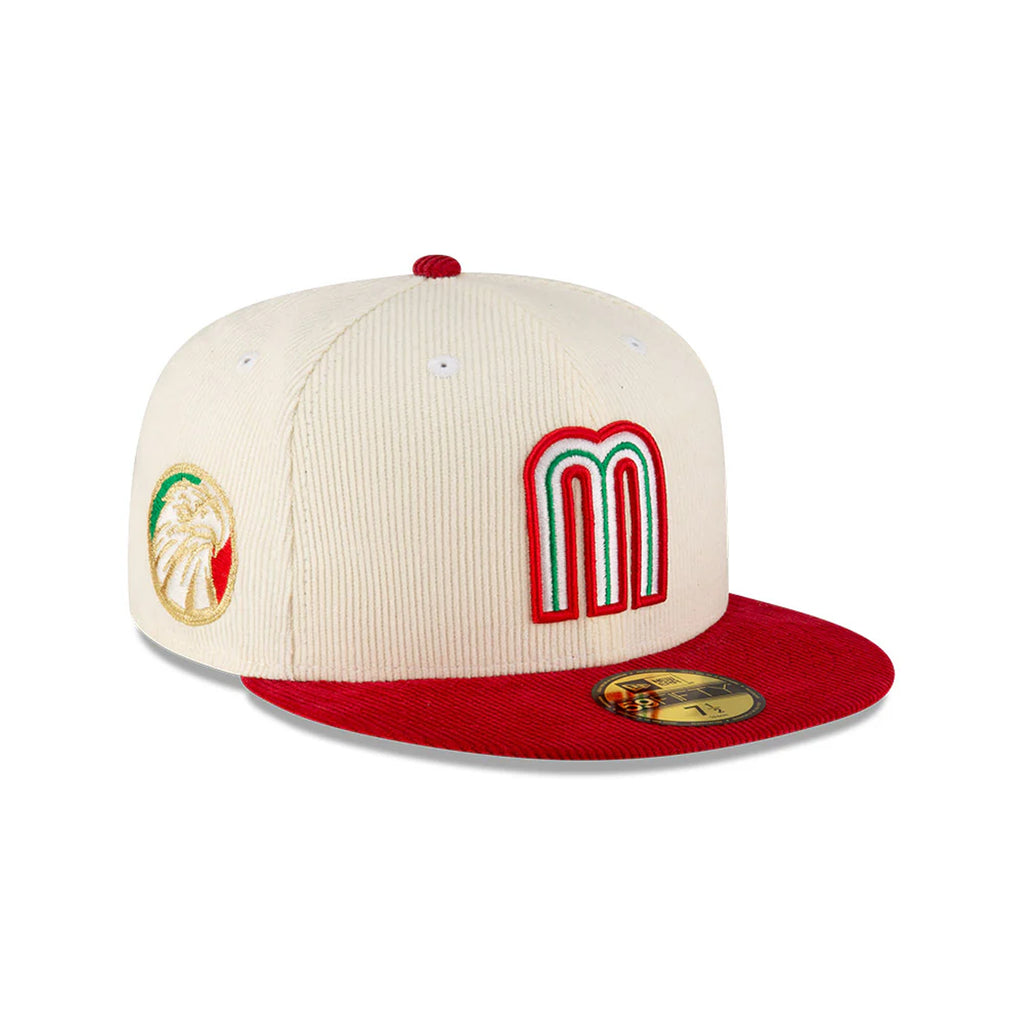 Gorra Beisbol Softbol New Era Seleccion Mexico Corduroy 59Fifty Cerrada Roja