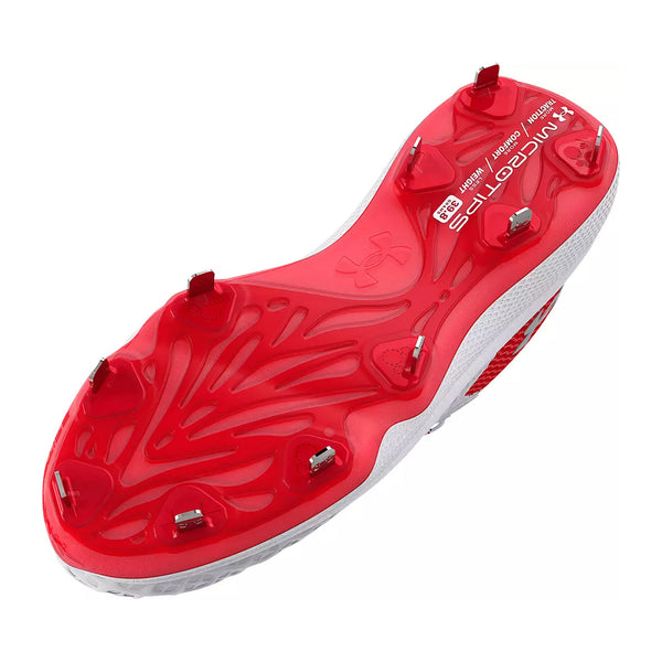 Spikes Softbol Under Armour Glyde 2.0 MT Blanco Rojo Dama