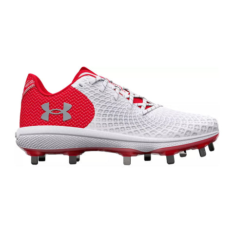 Spikes Softbol Under Armour Glyde 2.0 MT Blanco Rojo Dama