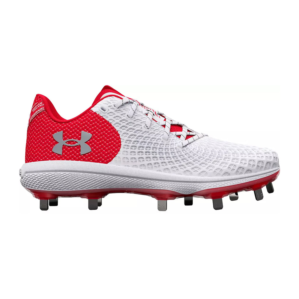 Spikes Softbol Under Armour Glyde 2.0 MT Blanco Rojo Dama