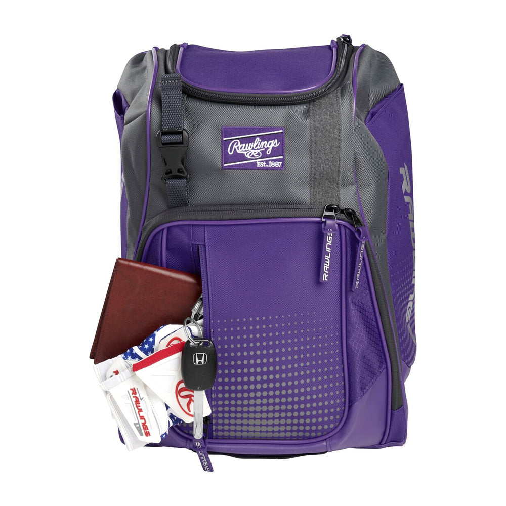 Backpack Mochila Beisbol Softbol Rawlings Franchise Morado Infantil
