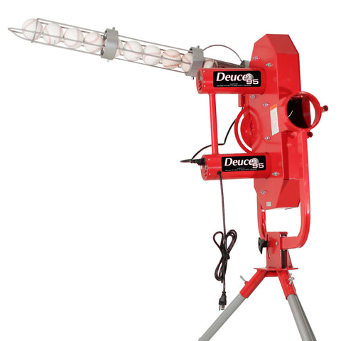 Maquina Entrenamiento Bateo Beisbol Deuce 95 MPH 2 Llantas Curveball Con Dispensador de Bolas Automático