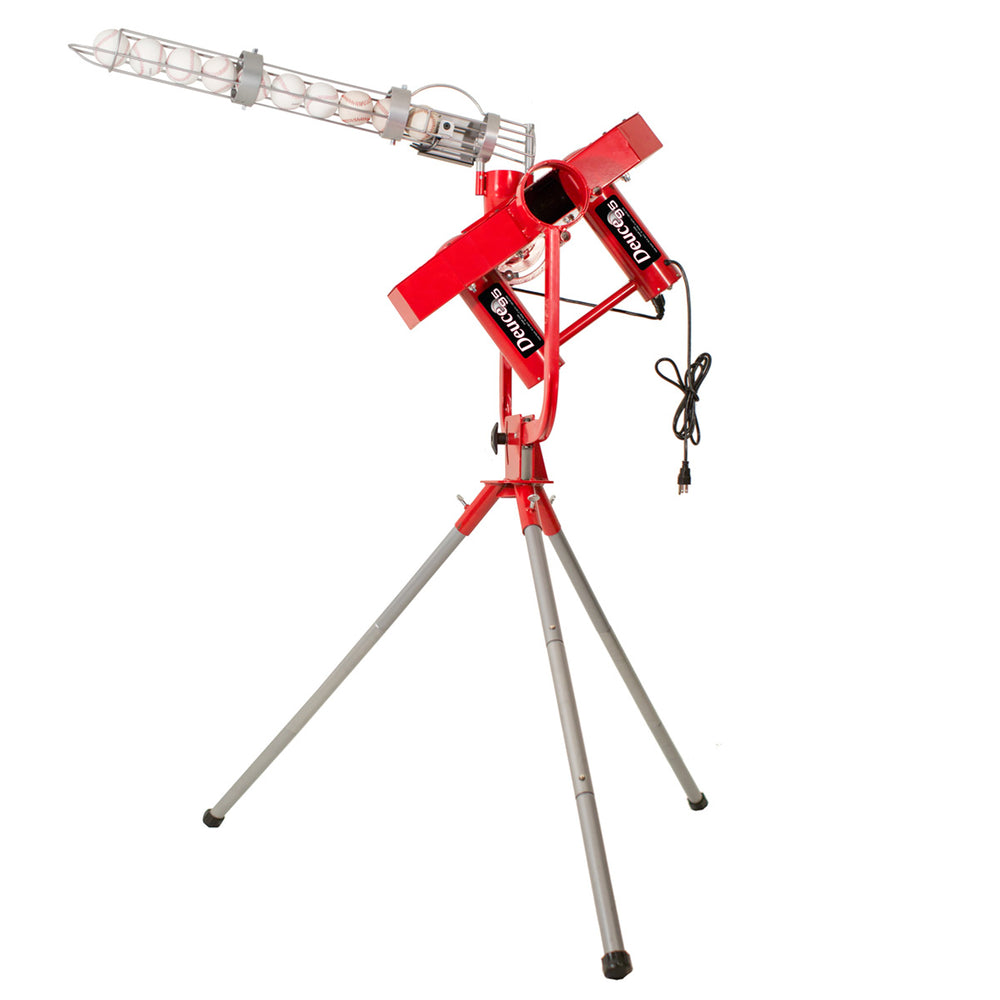 Maquina Entrenamiento Bateo Beisbol Deuce 95 MPH 2 Llantas Curveball Con Dispensador de Bolas Automático