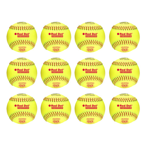 Docena Pelota Softbol Fastpitch Red Dot Piel Pro USA Rawlings PX2RYLA 12 in
