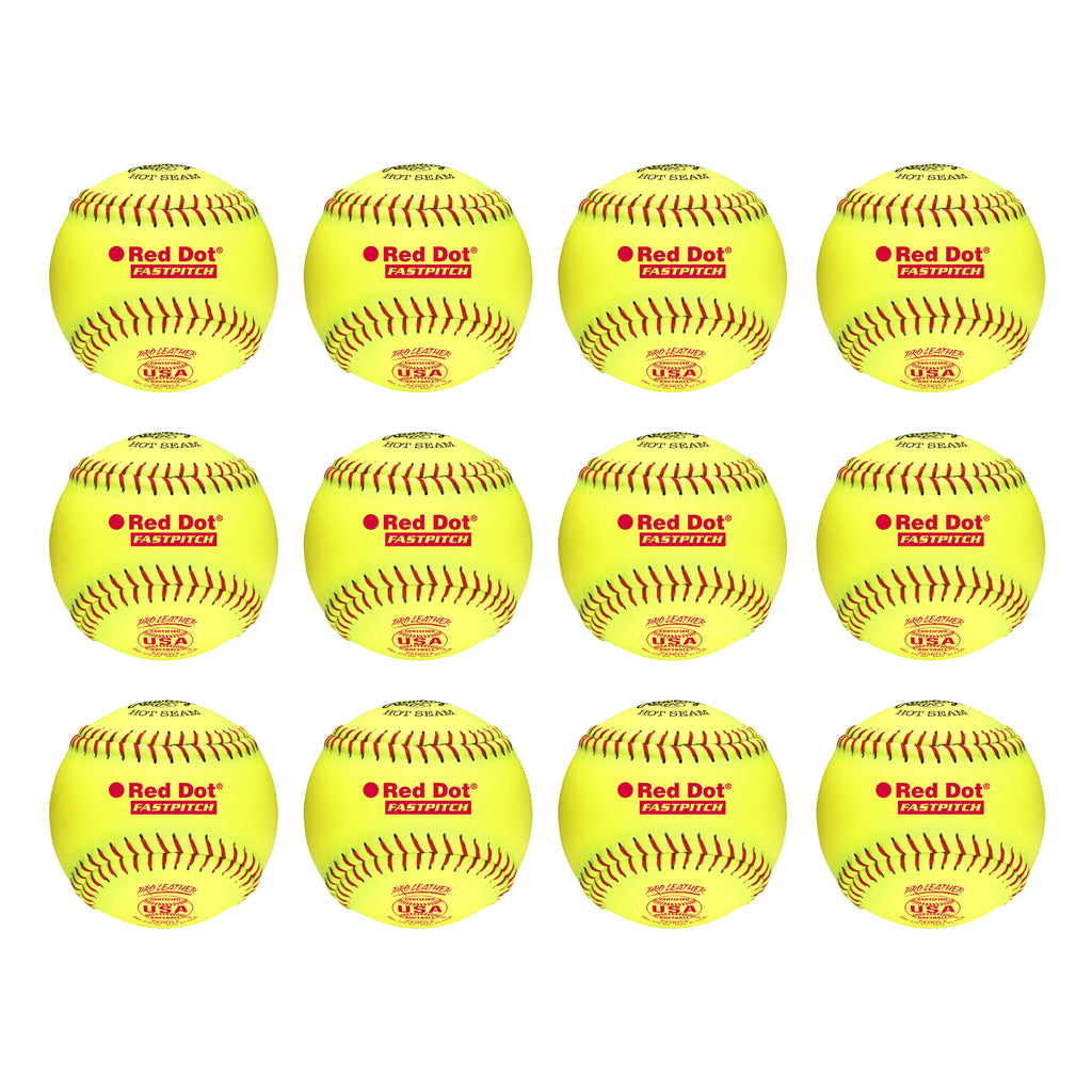 Docena Pelota Softbol Fastpitch Red Dot Piel Pro USA Rawlings PX2RYLA 12 in
