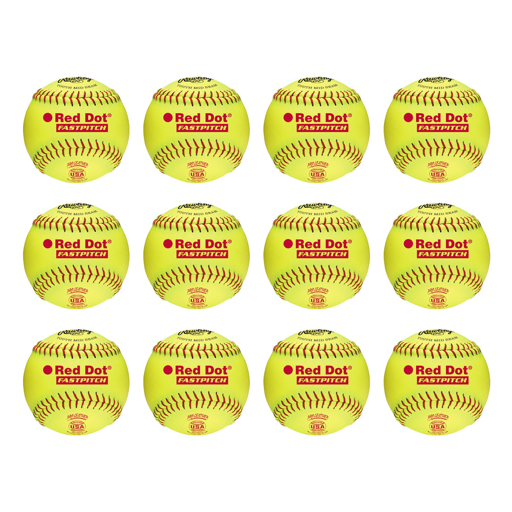 Docena Pelota Softbol Fastpitch Red Dot USA Rawlings PX11RYLA 11 in