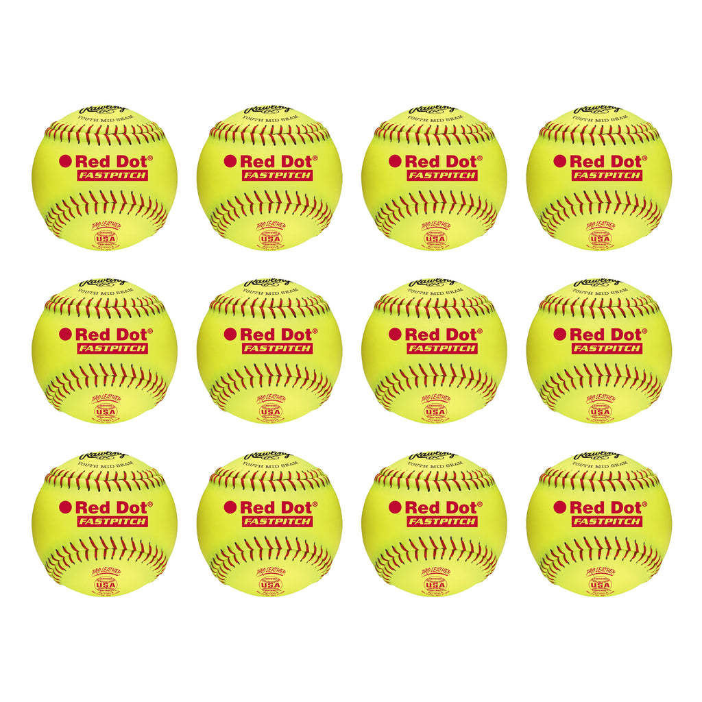 Docena Pelota Softbol Fastpitch Red Dot USA Rawlings PX11RYLA 11 in