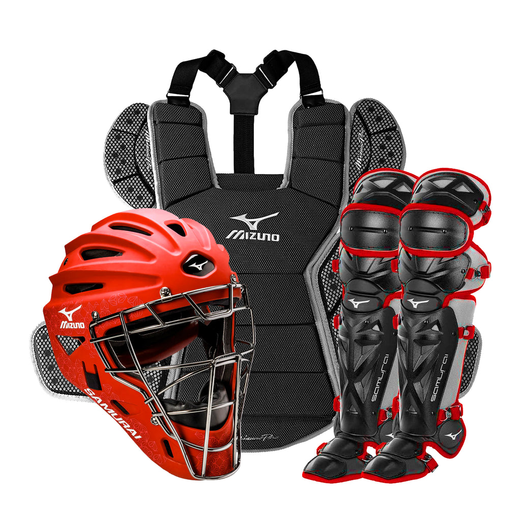 Equipo Catcher Beisbol Mizuno Samurai Negro Rojo Adulto