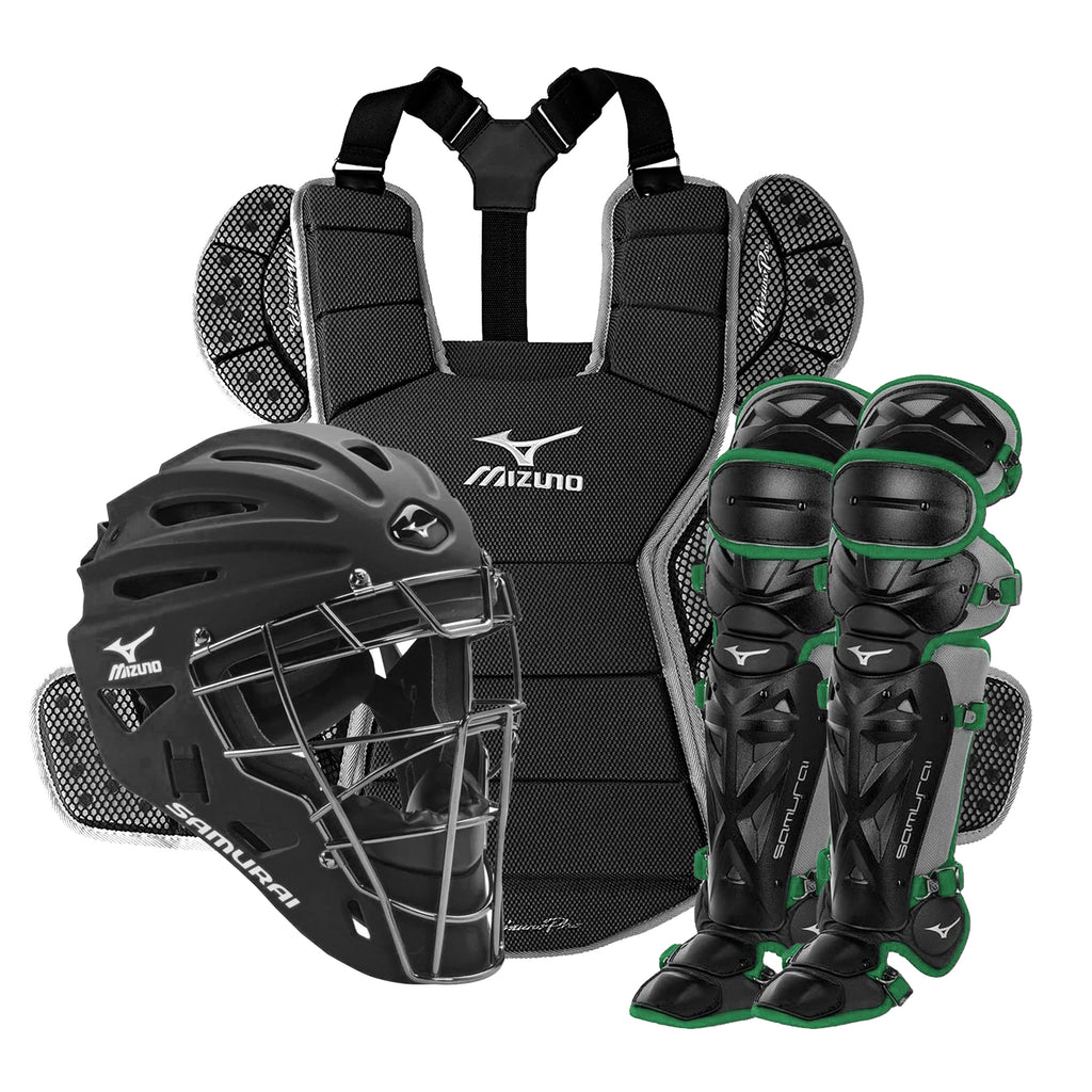 Equipo Catcher Beisbol Mizuno Samurai Negro Verde Adulto