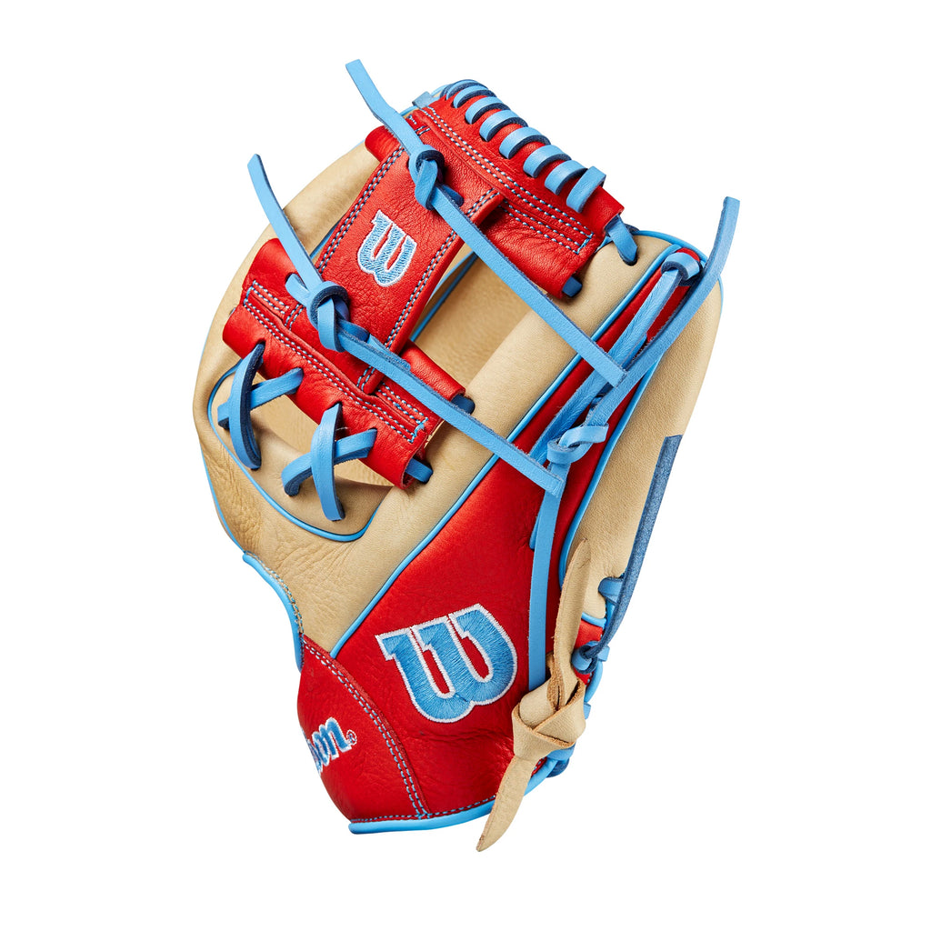 Guante Beisbol Wilson A1000 1786 2024 Crema Rojo Azul 11.5 in