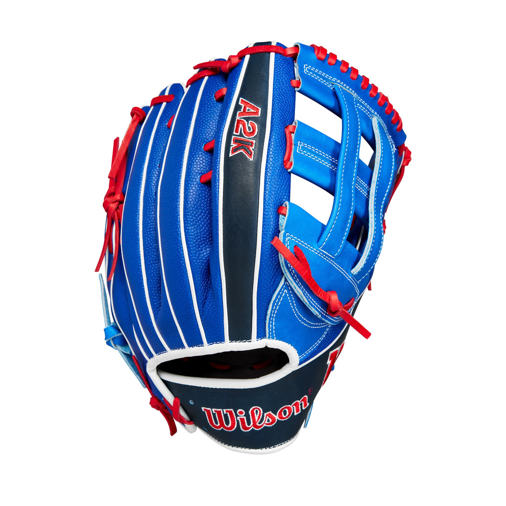 Guante Beisbol Wilson A2K Mookie Betts Game 2024 Azul Rojo 12.5 in