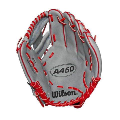 Guante Beisbol Wilson A450 Gris Rojo 10.75 in