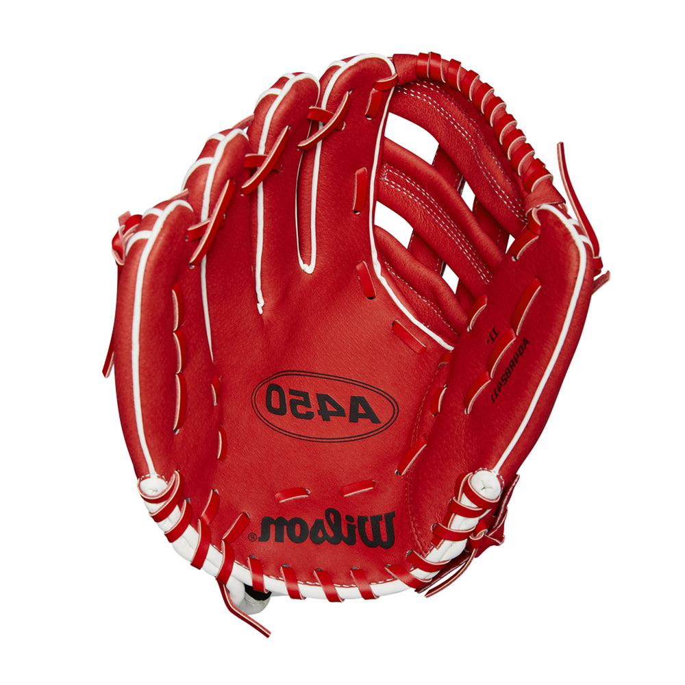 Guante Beisbol Wilson A450 Rojo 11 in Lanzador Zurdo