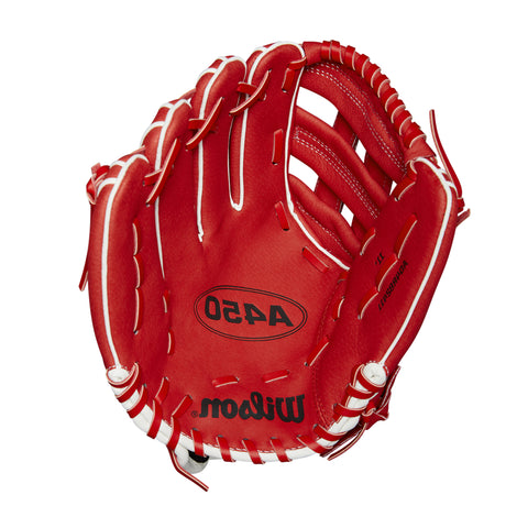 Guante Beisbol Wilson A450 Rojo 11 in Lanzador Zurdo