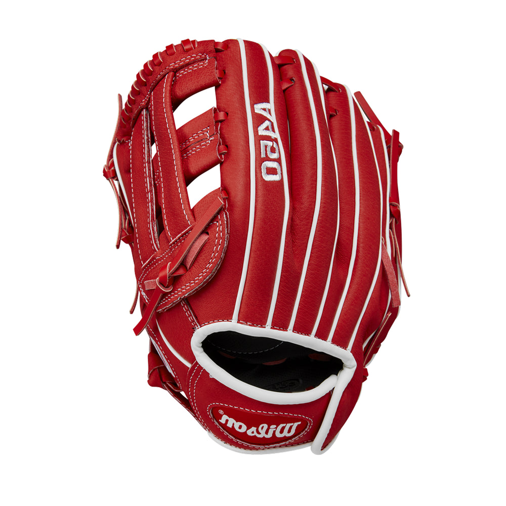 Guante Beisbol Wilson A450 Rojo 11 in Lanzador Zurdo