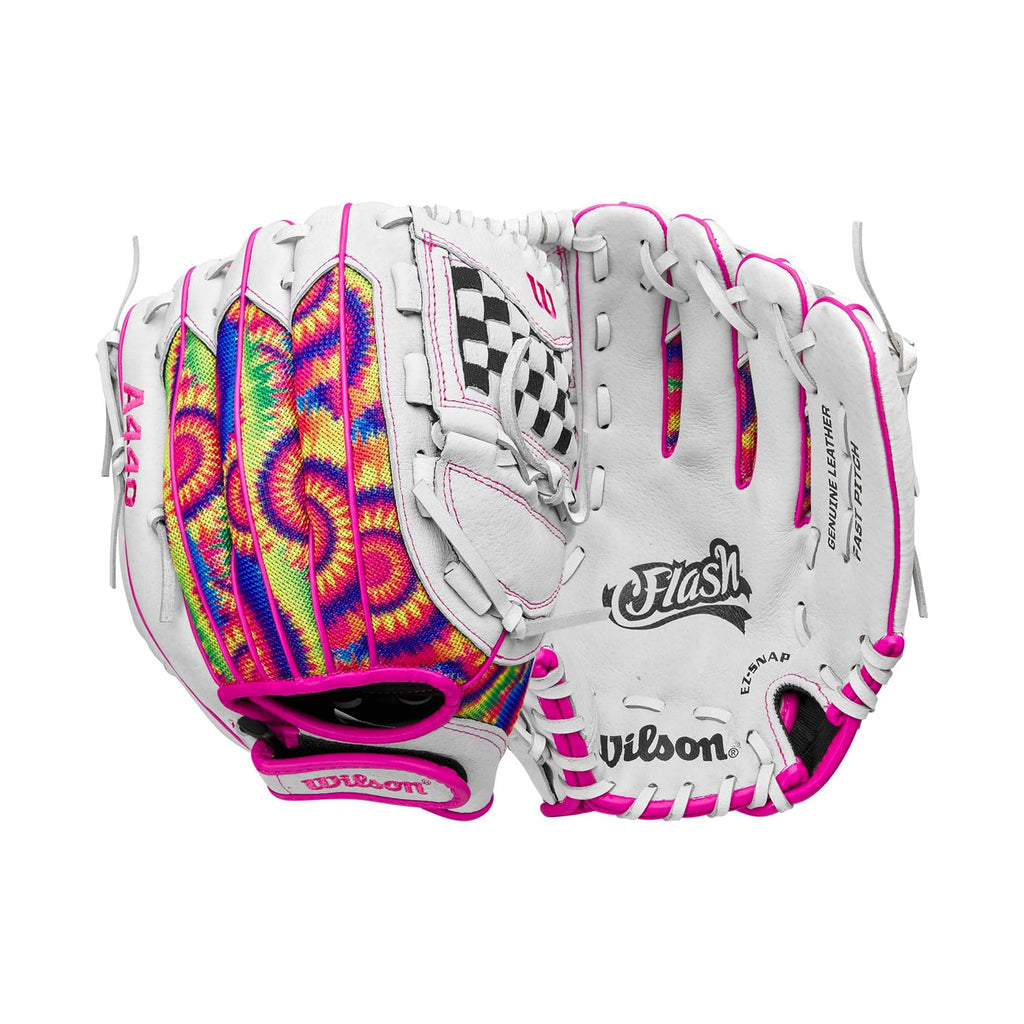 Guante Softbol Wilson A440 Flash Blanco TieDye Rosa 11.5 in