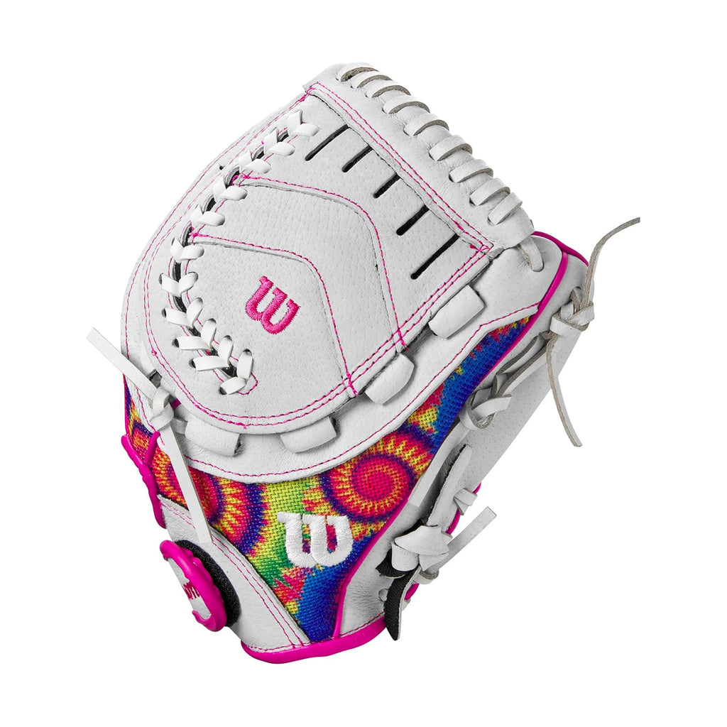 Guante Softbol Wilson A440 Flash Blanco TieDye Rosa 11 in