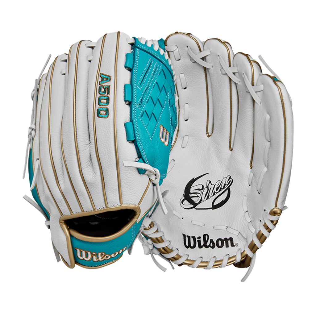 Guante Softbol Wilson Siren Series 2024 Blanco Teal 12.5 in