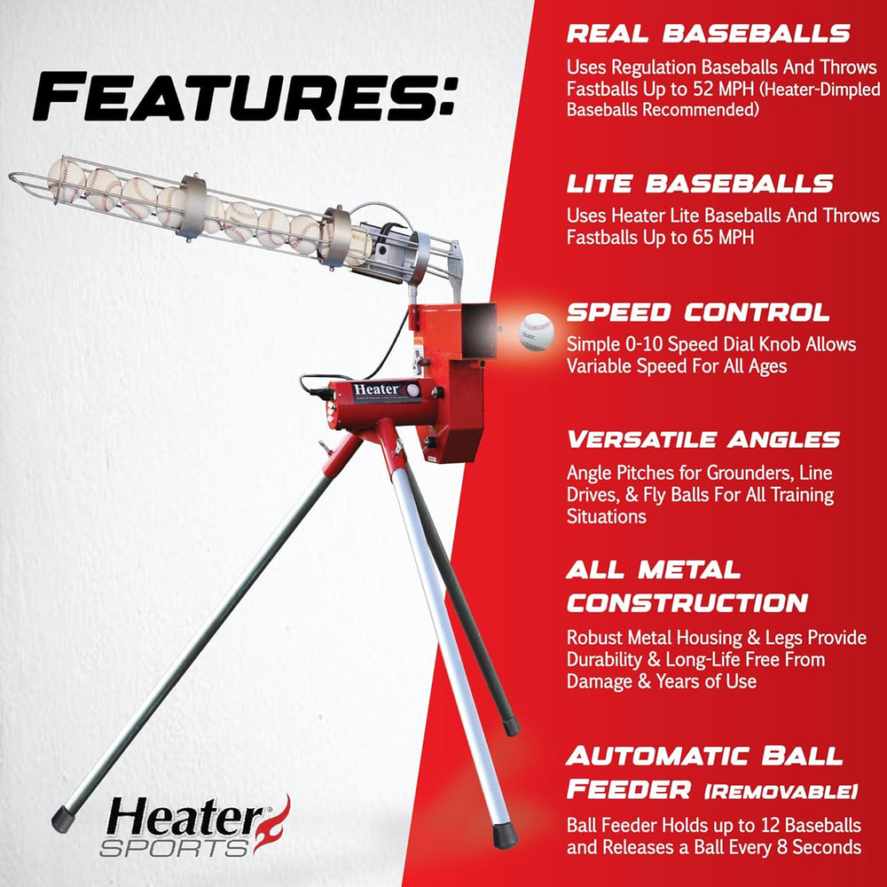 Maquina Entrenamiento Bateo Beisbol Heater Pelota Con Dispensador de Bolas Automático