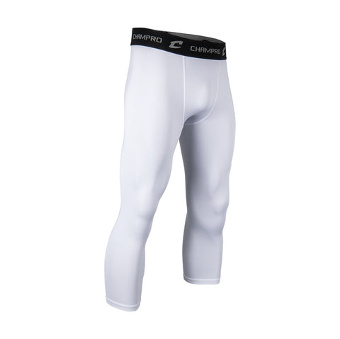 Licra de Compresión de Pierna 3/4 Beisbol Softbol Champro CS8A Blanco ADULTO