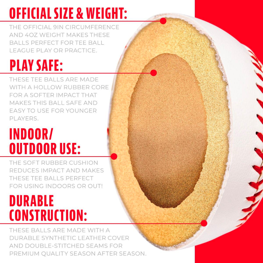 Set 3 Pelotas de Beisbol Infantil Franklin Soft Strike Chrome 9 in JUVENIL