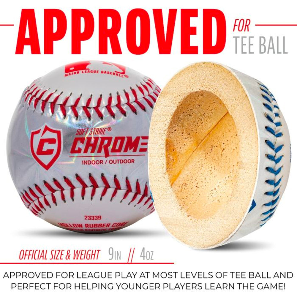 Set 3 Pelotas de Beisbol Infantil Franklin Soft Strike Chrome 9 in JUVENIL