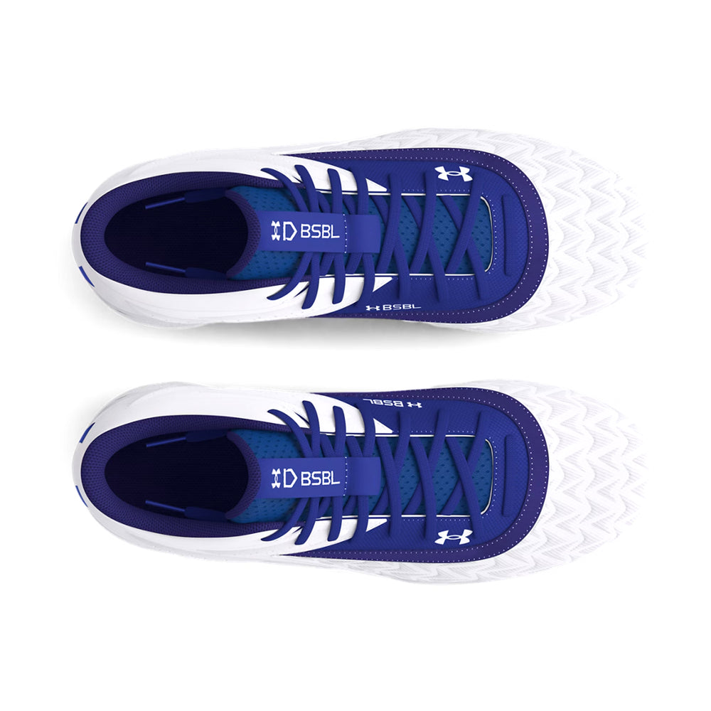 Spikes Beisbol Softbol Under Armour Leadoff Mid RM 3.0 Jr. Blanco Azul INFANTIL