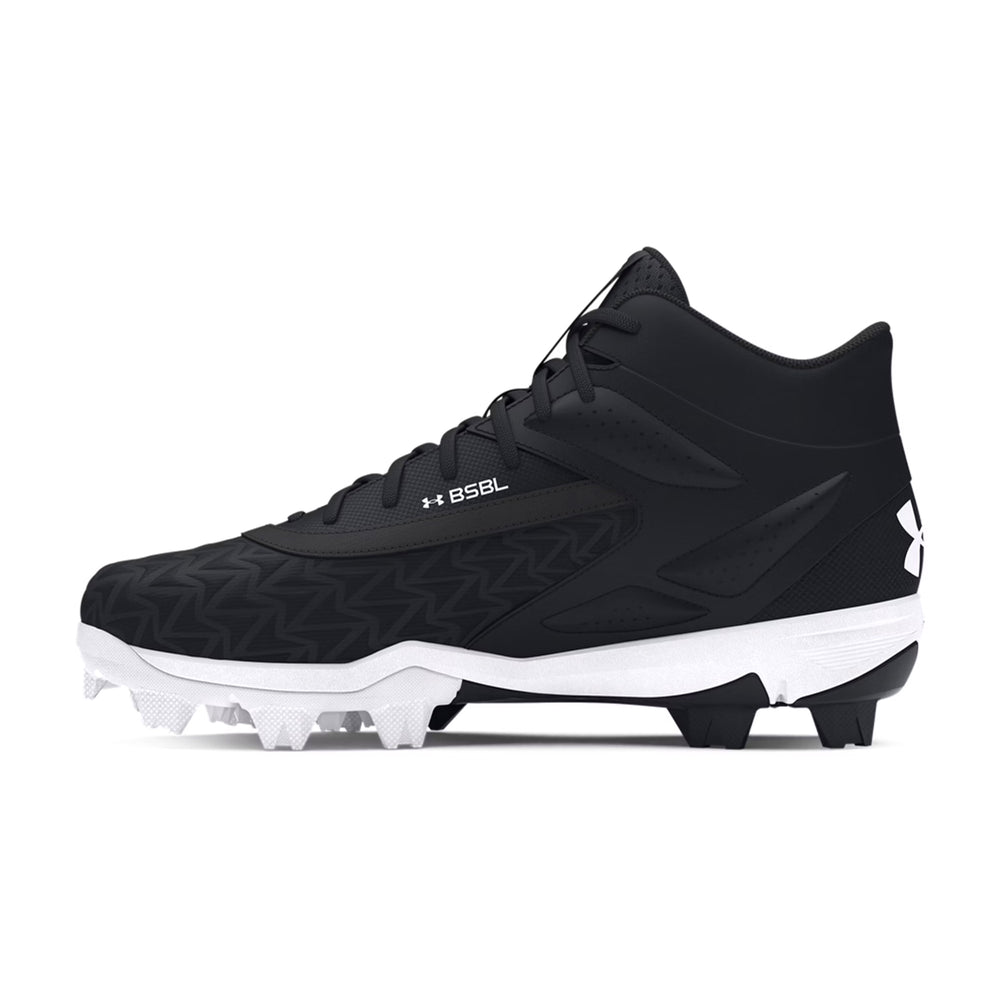 Spikes Beisbol Softbol Under Armour Leadoff Mid RM 3.0 Jr. Negro Blanco