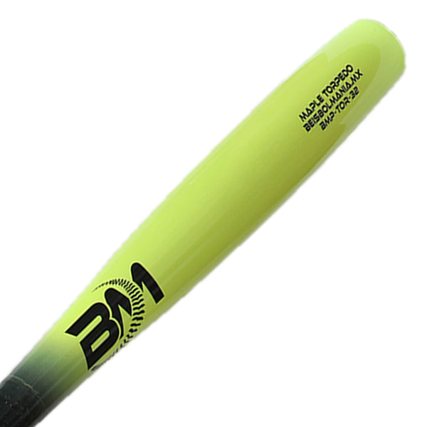 Bat Beisbol TORPEDO Reforzado Beisbolmania Maple Plus BMTOR NEGRO VERDE JUVENIL