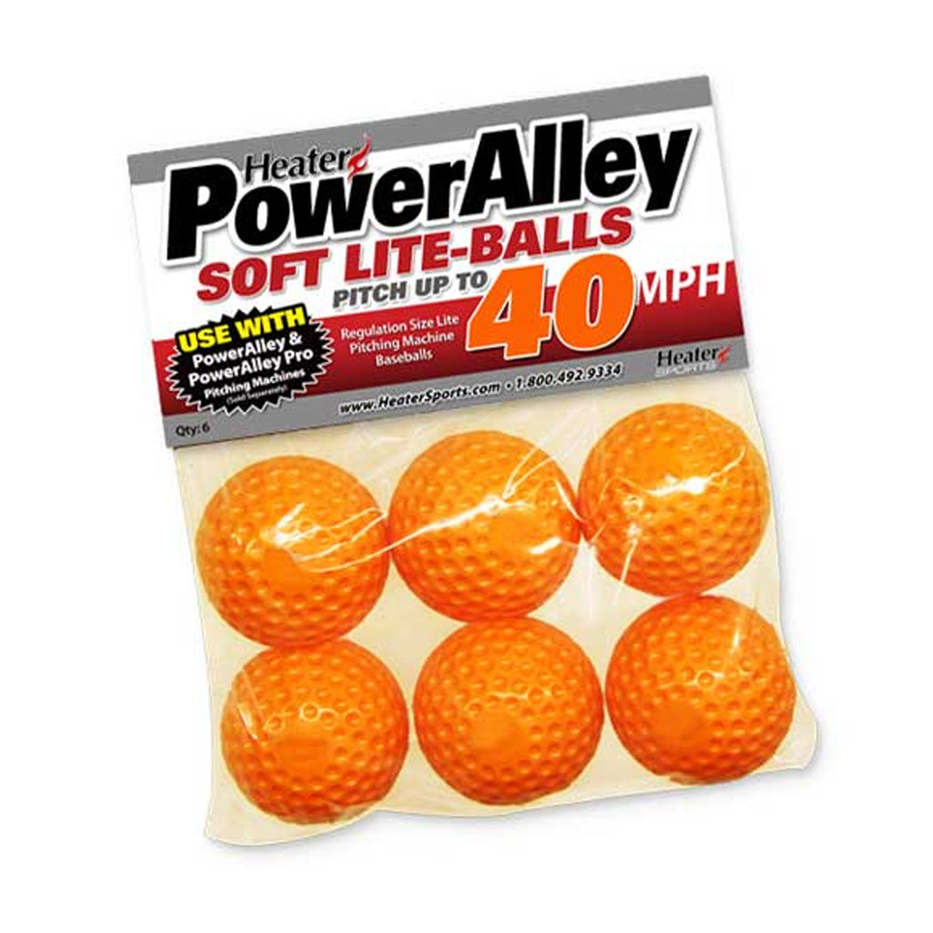 Pack 6 Pelotas Para Maquina Heater Power Alley 40 MPH Naranja